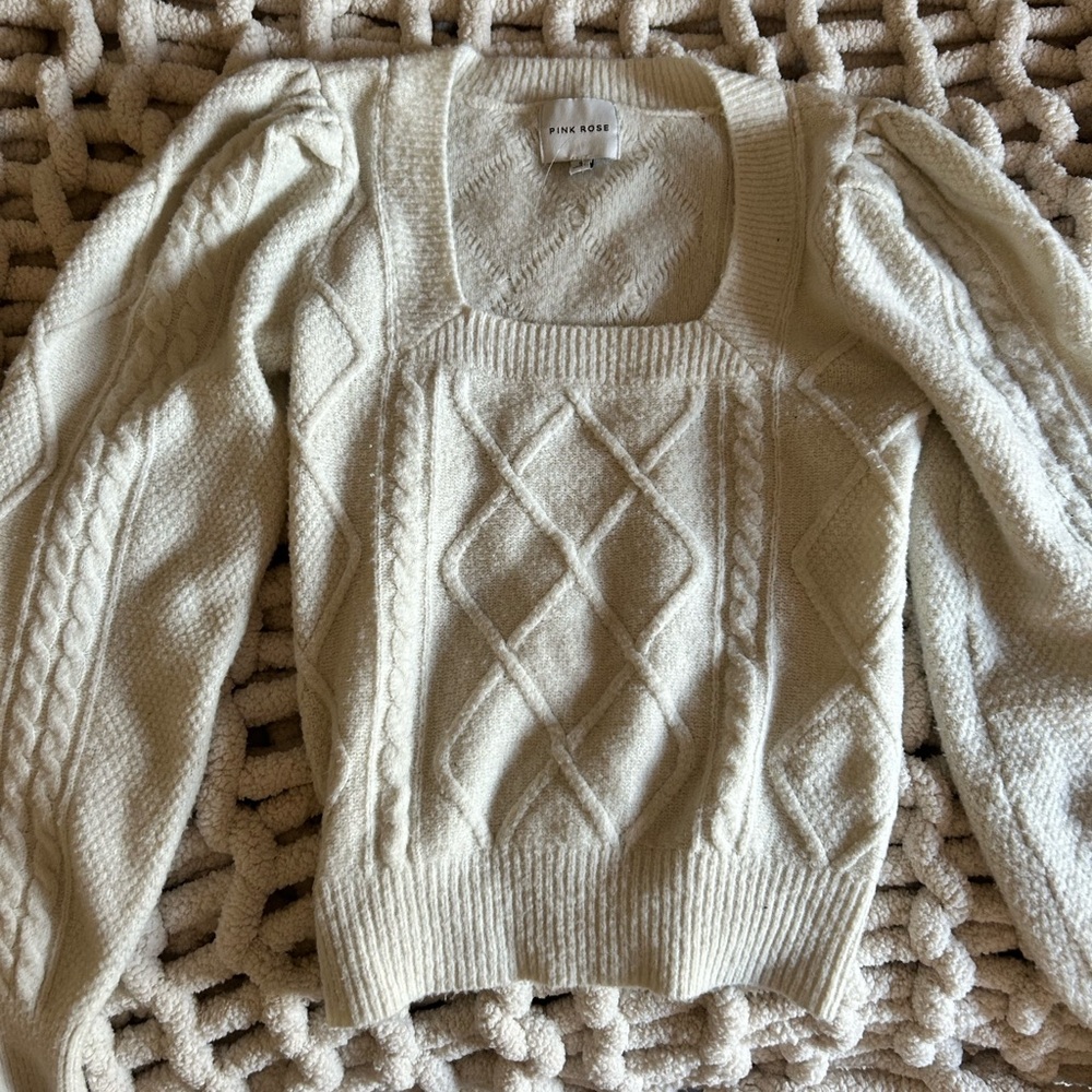 Pink Rose Women's Cream Sweater
